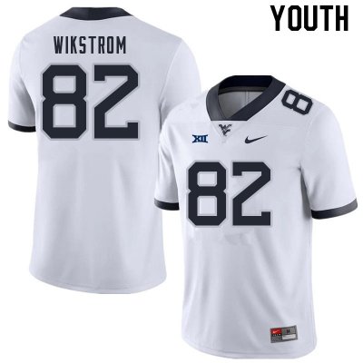 Youth West Virginia Mountaineers NCAA #82 Victor Wikstrom White Authentic Nike Stitched College Football Jersey GU15Y37TO